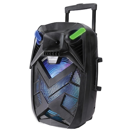 Sylvania 12" 2,000-Watt-Max Outdoor Tailgate Speaker with Bluetooth, FM Radio, LED Lighting, and Microphone SPA124